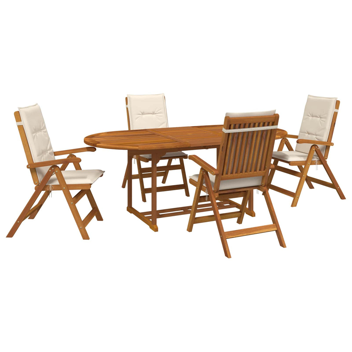5-delige tuin eetset Naturel Massief Acaciahout
