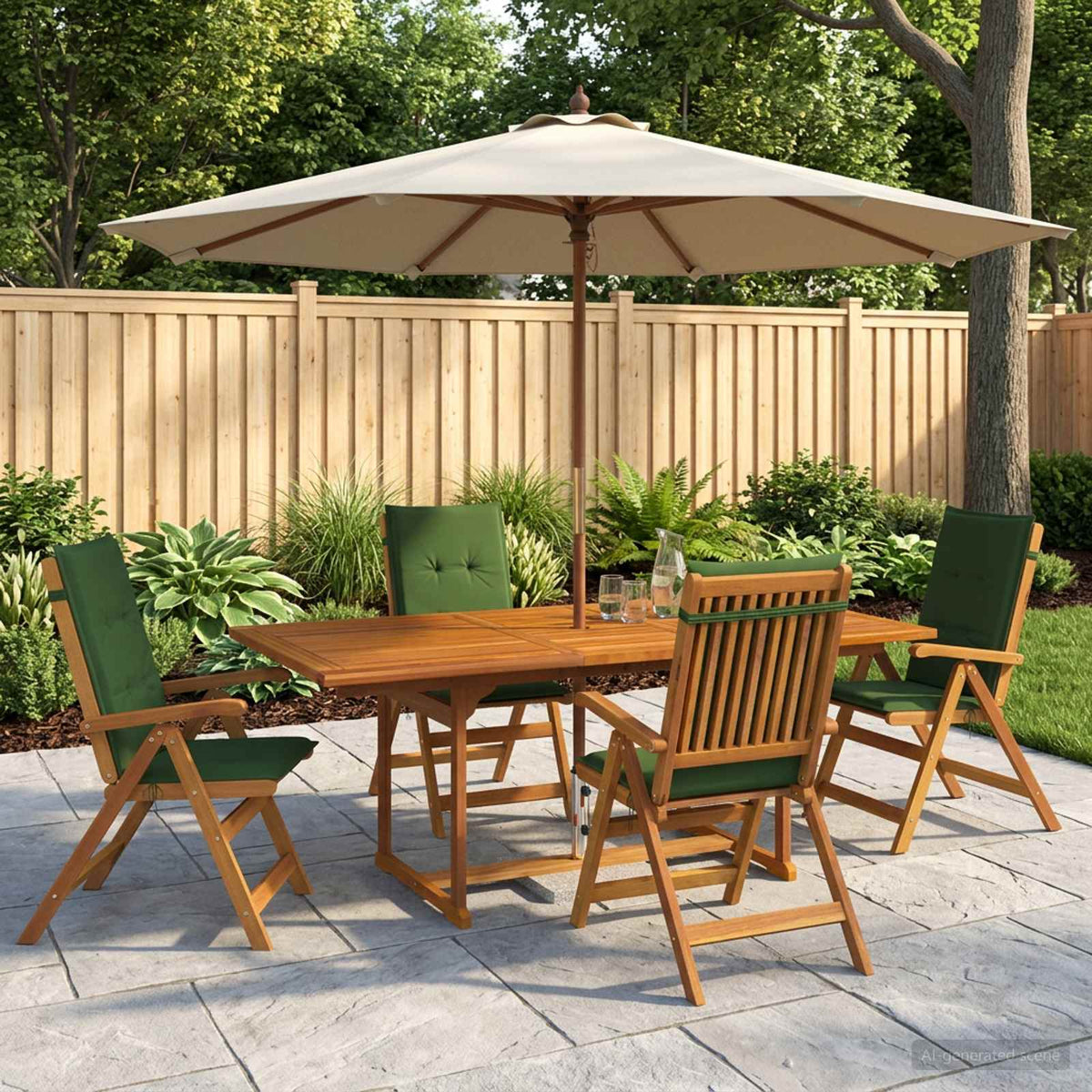 5-delige tuin eetset Naturel Massief Acaciahout