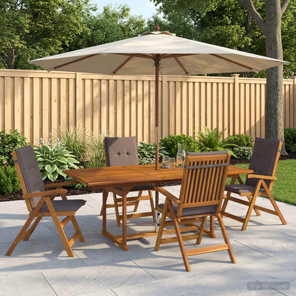 5-delige tuin eetset Naturel Massief Acaciahout