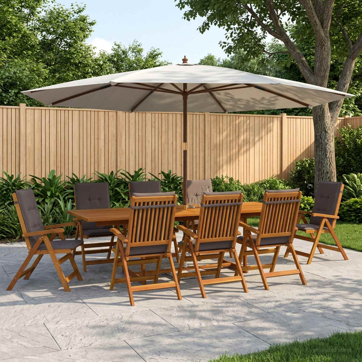 9-delige tuinset Naturel Massief Acaciahout