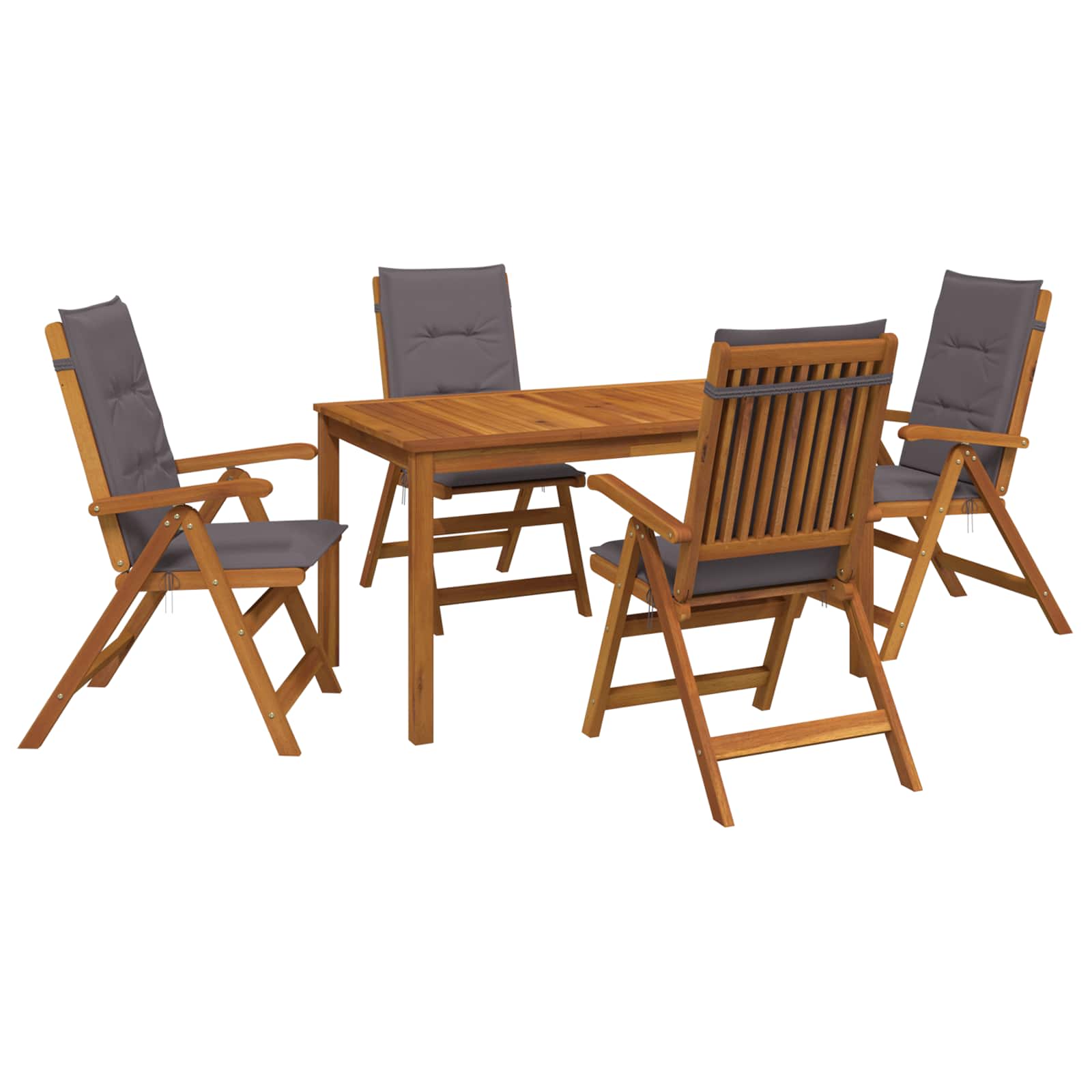 5-Piece Garden Dining Set Naturel Massief Acaciahout Antraciet