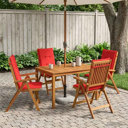 5-Piece Garden Dining Set Naturel Massief Acaciahout Rood
