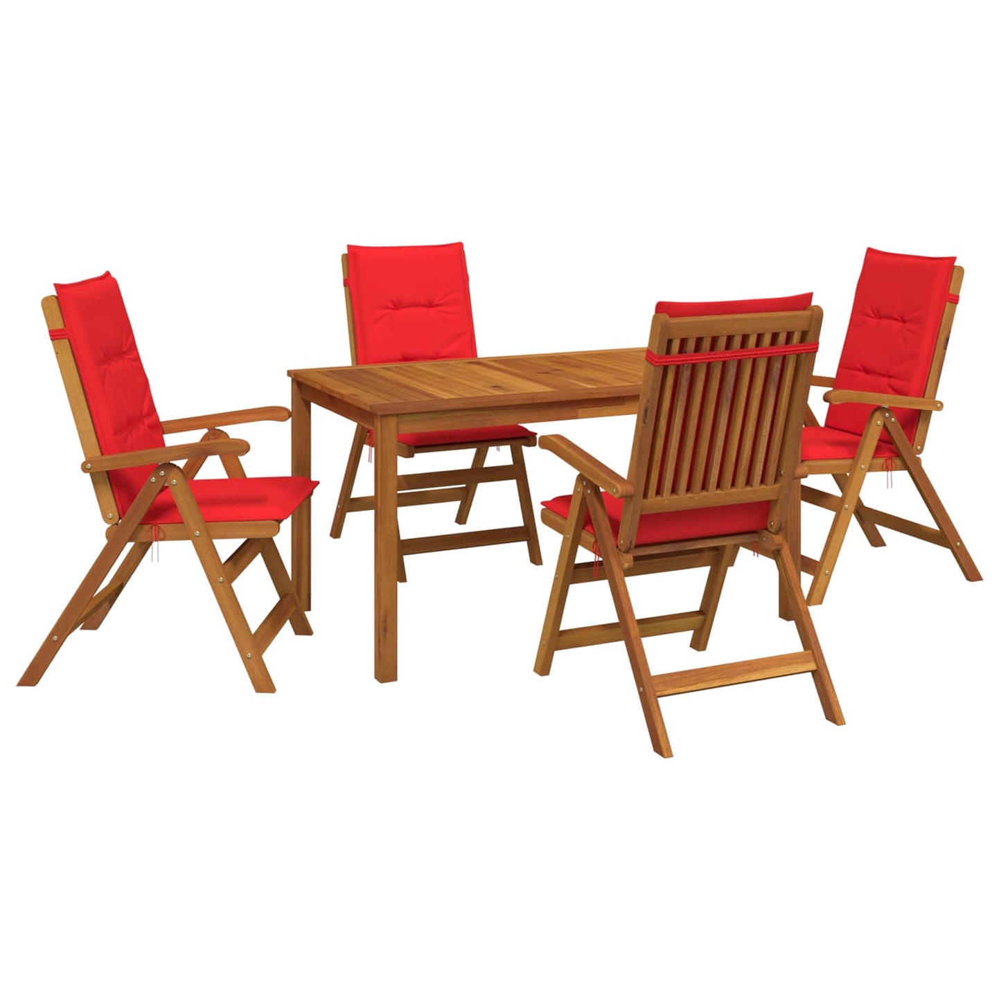 5-Piece Garden Dining Set Naturel Massief Acaciahout Rood