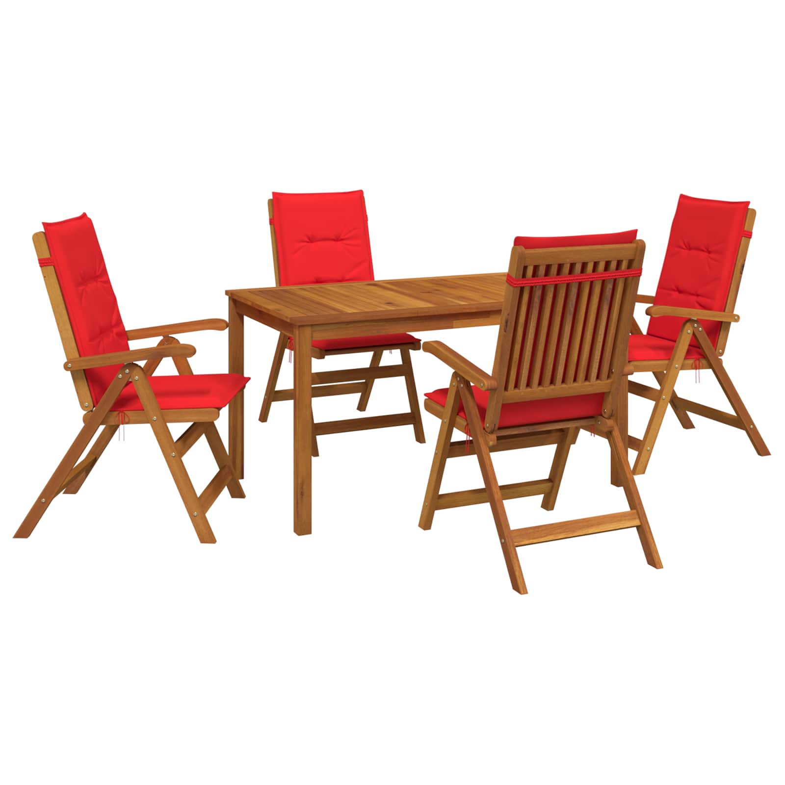 5-Piece Garden Dining Set Naturel Massief Acaciahout Rood