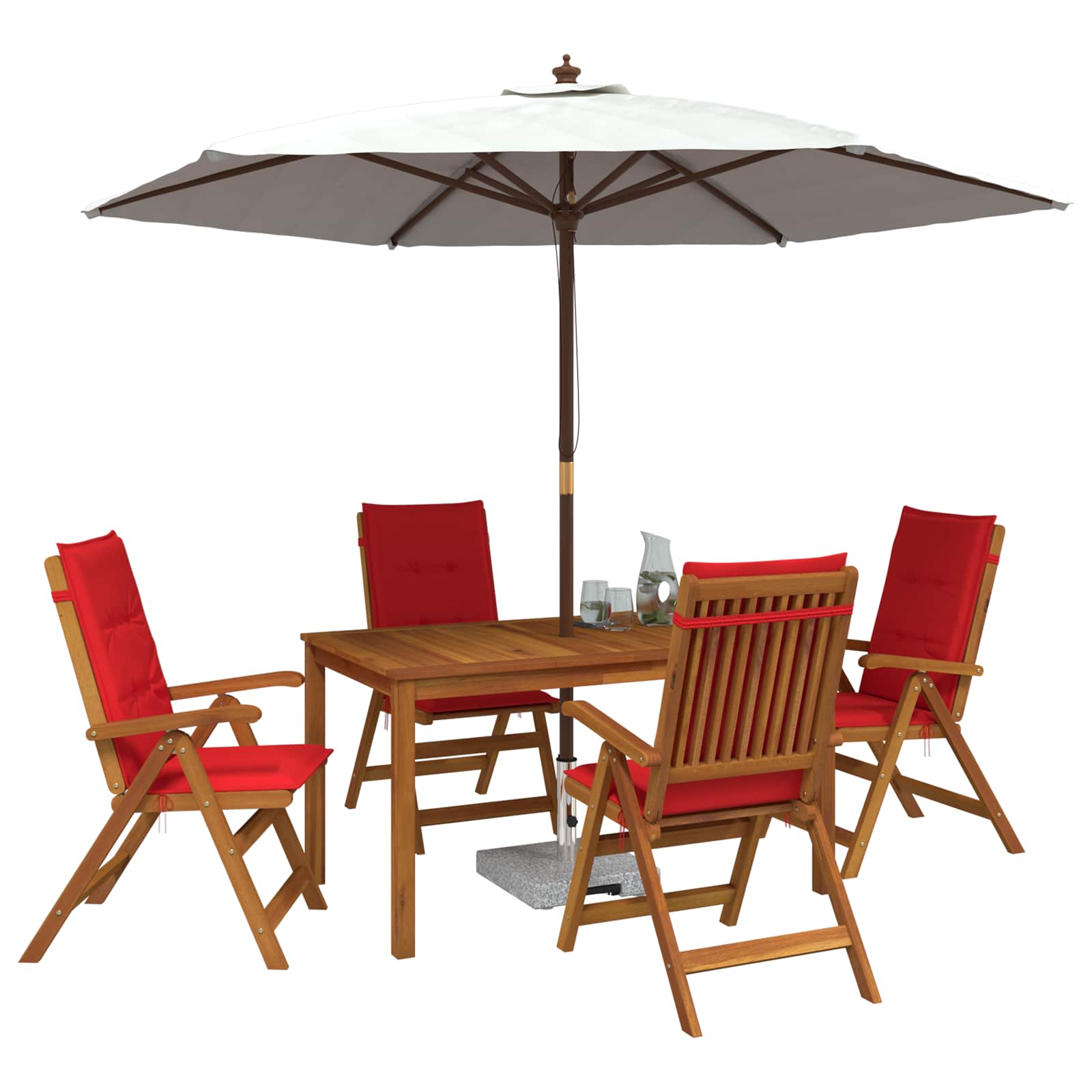 5-Piece Garden Dining Set Naturel Massief Acaciahout Rood