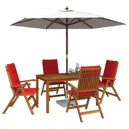 5-Piece Garden Dining Set Naturel Massief Acaciahout Rood
