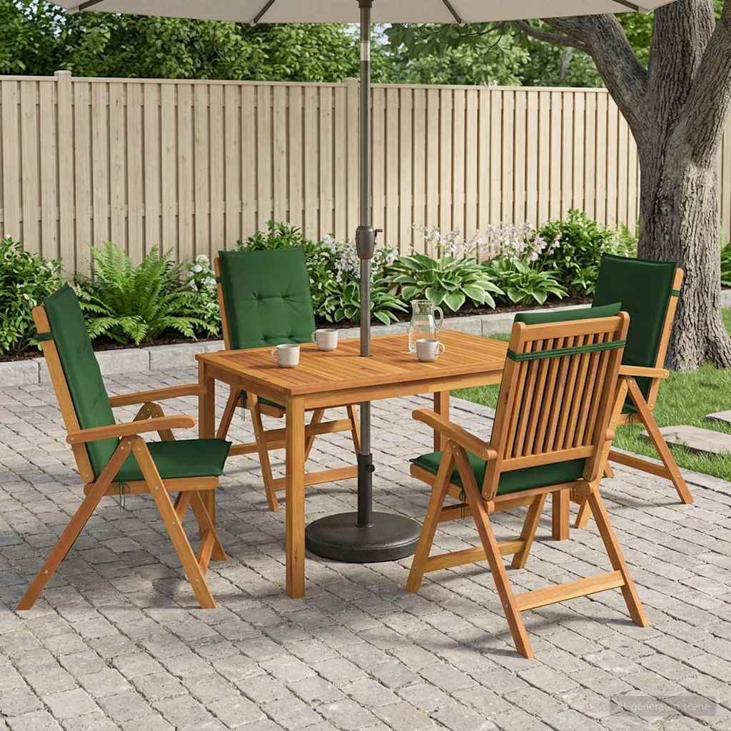 5-Piece Garden Dining Set Naturel Massief Acaciahout Groen