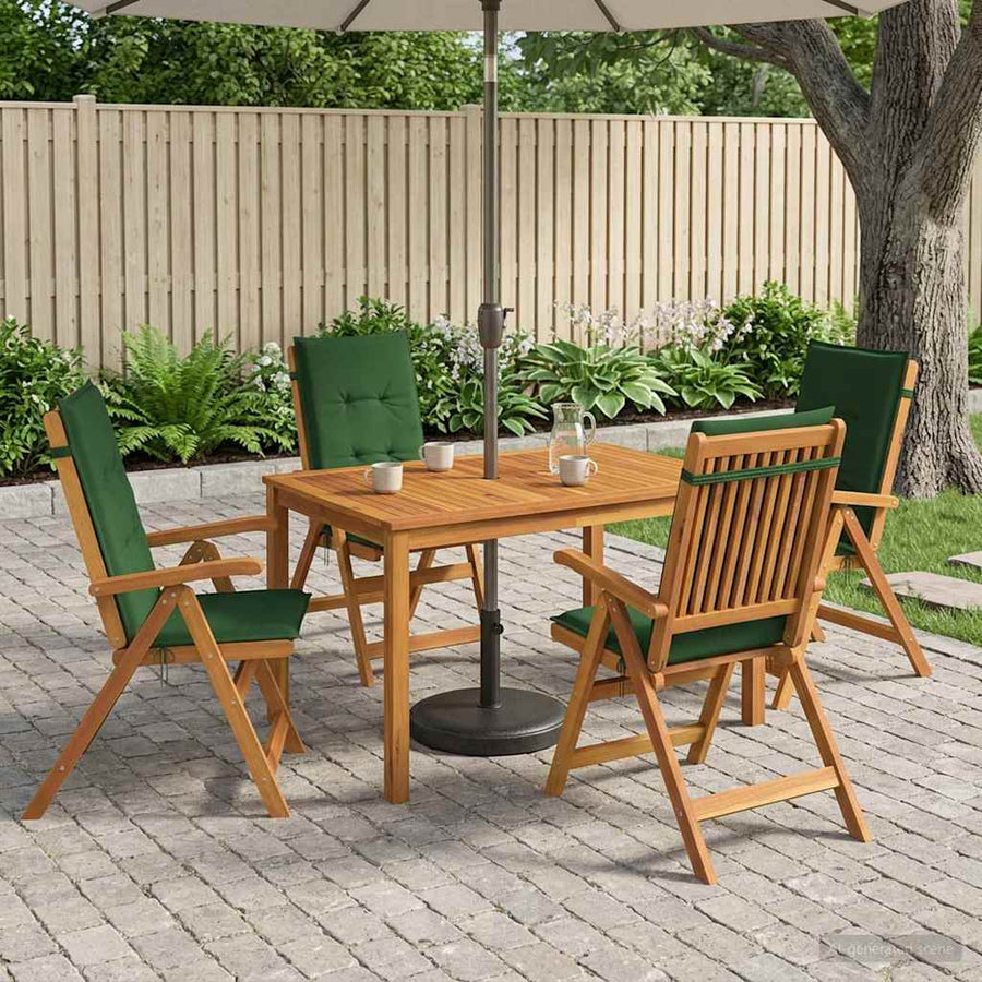 5-Piece Garden Dining Set Naturel Massief Acaciahout Groen
