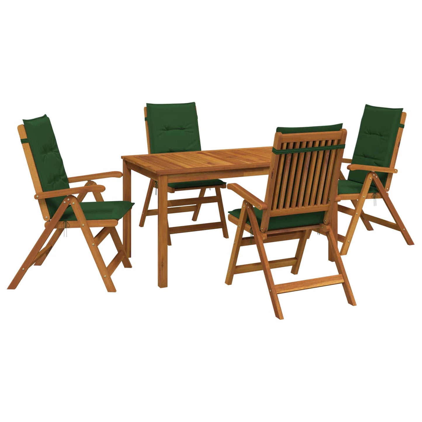 5-Piece Garden Dining Set Naturel Massief Acaciahout Groen