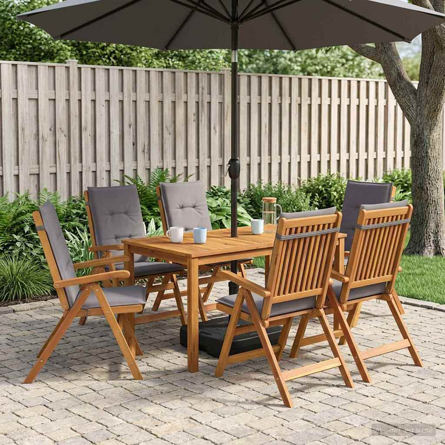 7-Piece Garden Dining Set Naturel Massief Acaciahout Antraciet