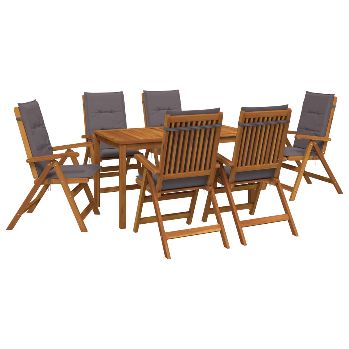 7-Piece Garden Dining Set Naturel Massief Acaciahout Antraciet