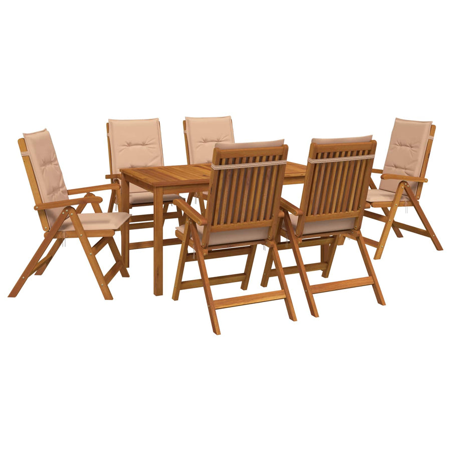 7-Piece Garden Dining Set Naturel Massief Acaciahout Beige