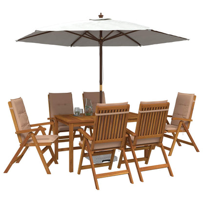 7-Piece Garden Dining Set Naturel Massief Acaciahout Beige