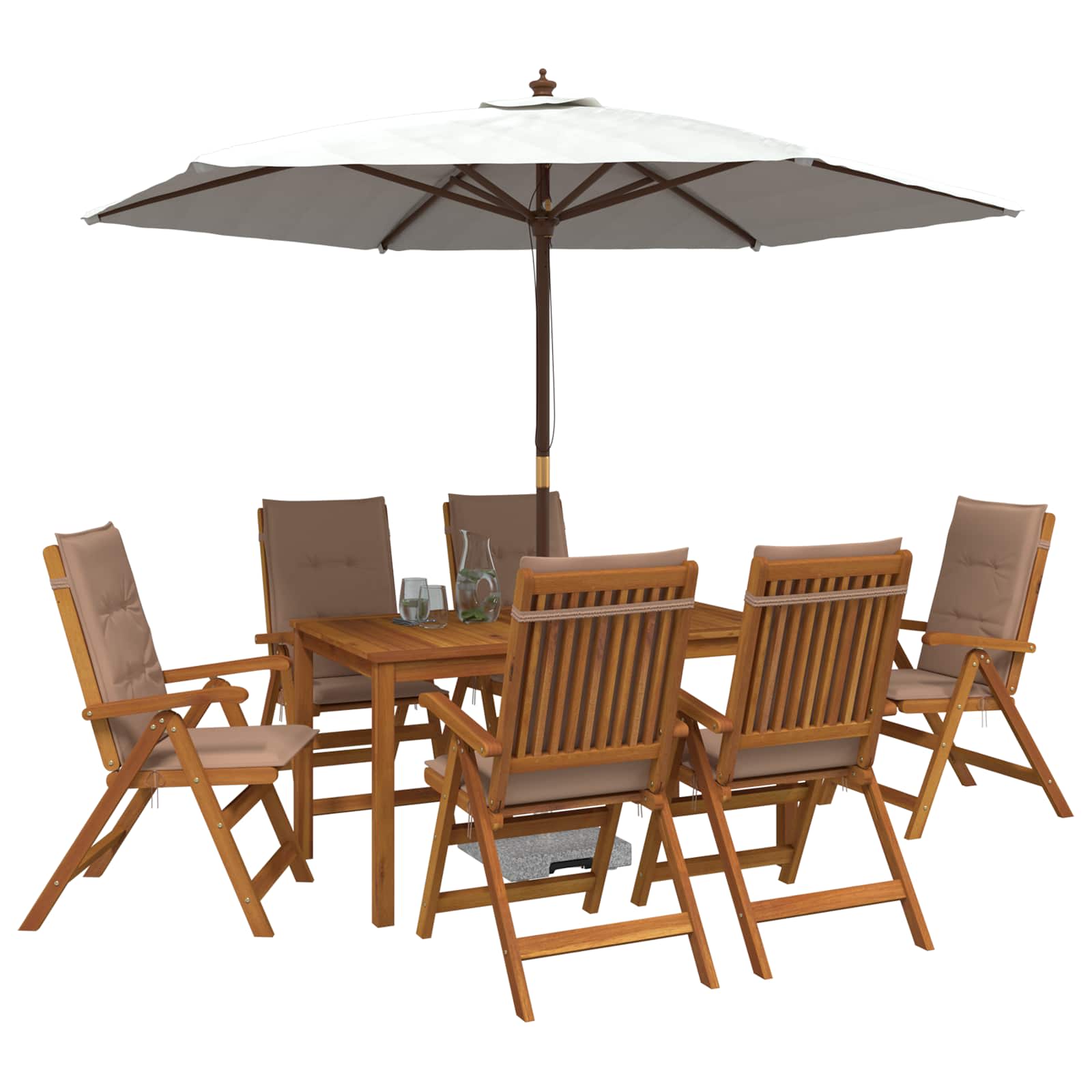 7-Piece Garden Dining Set Naturel Massief Acaciahout Taupe