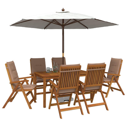 7-Piece Garden Dining Set Naturel Massief Acaciahout Taupe