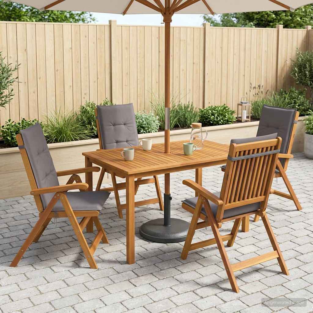 5-delige tuin eetset Naturel Massief Acaciahout