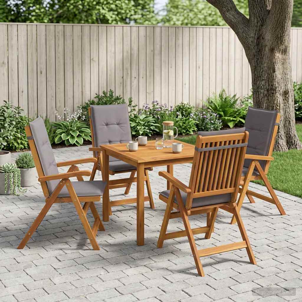 5-delige tuin eetset Naturel Massief Acaciahout