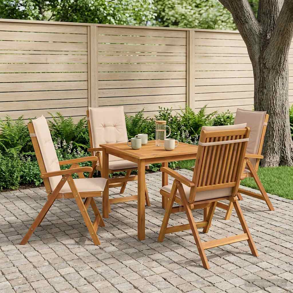 5-delige tuin eetset Naturel Massief Acaciahout
