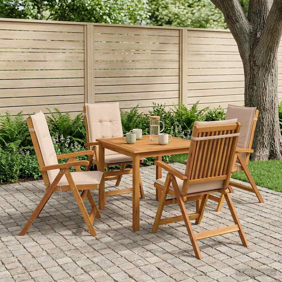 5-delige tuin eetset Naturel Massief Acaciahout