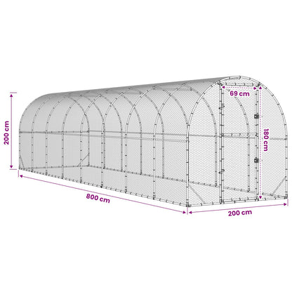 Kippenhok zilver 800 x 200 x 200 cm Gegalvaniseerd staal