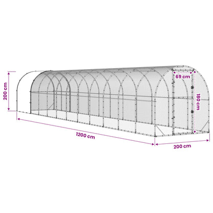 Kippenhok zilver 1200 x 200 x 200 cm Gegalvaniseerd staal