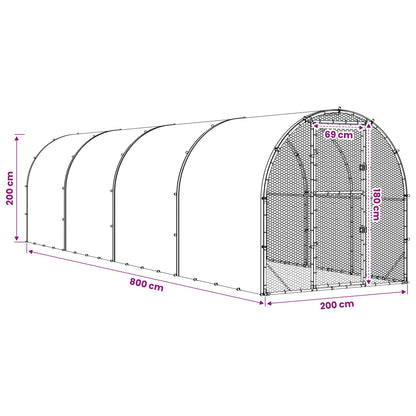 Kippenhok zilver 800 x 200 x 200 cm Gegalvaniseerd staal