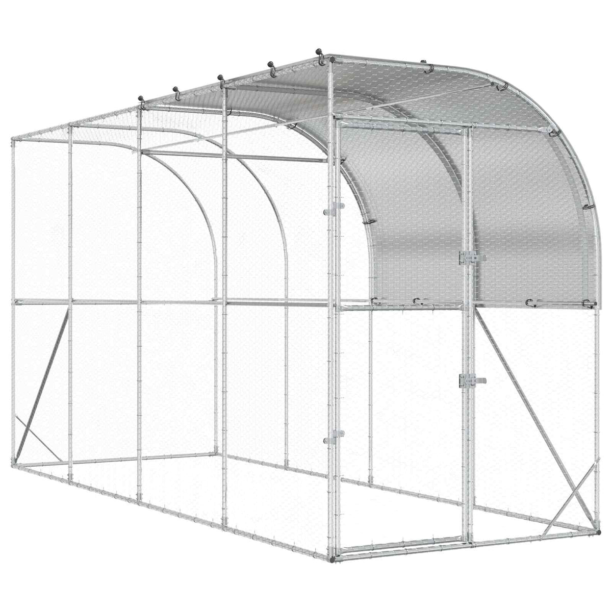 Kippenhok Tegen de Muur zilver 400 x 100 x 215 cm