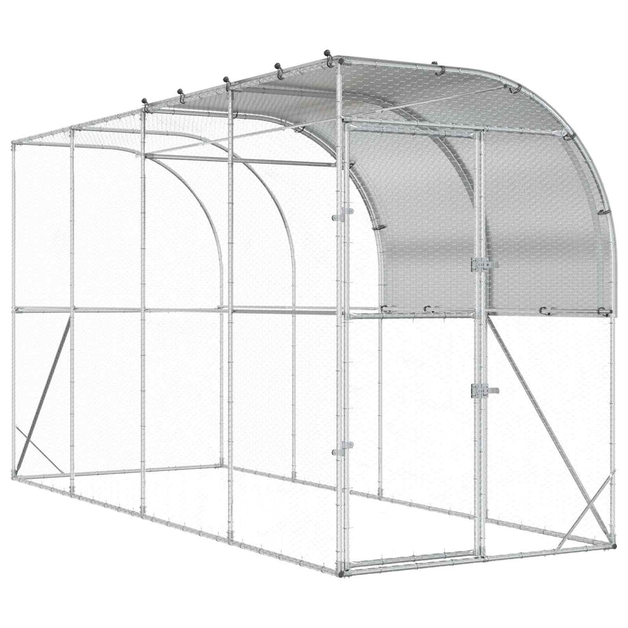 Kippenhok Tegen de Muur zilver 400 x 100 x 215 cm