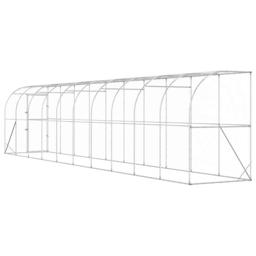 Kippenhok Tegen de Muur zilver 600 x 150 x 215 cm
