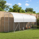 Kippenhok tegen muur 600x150x215 cm zilver