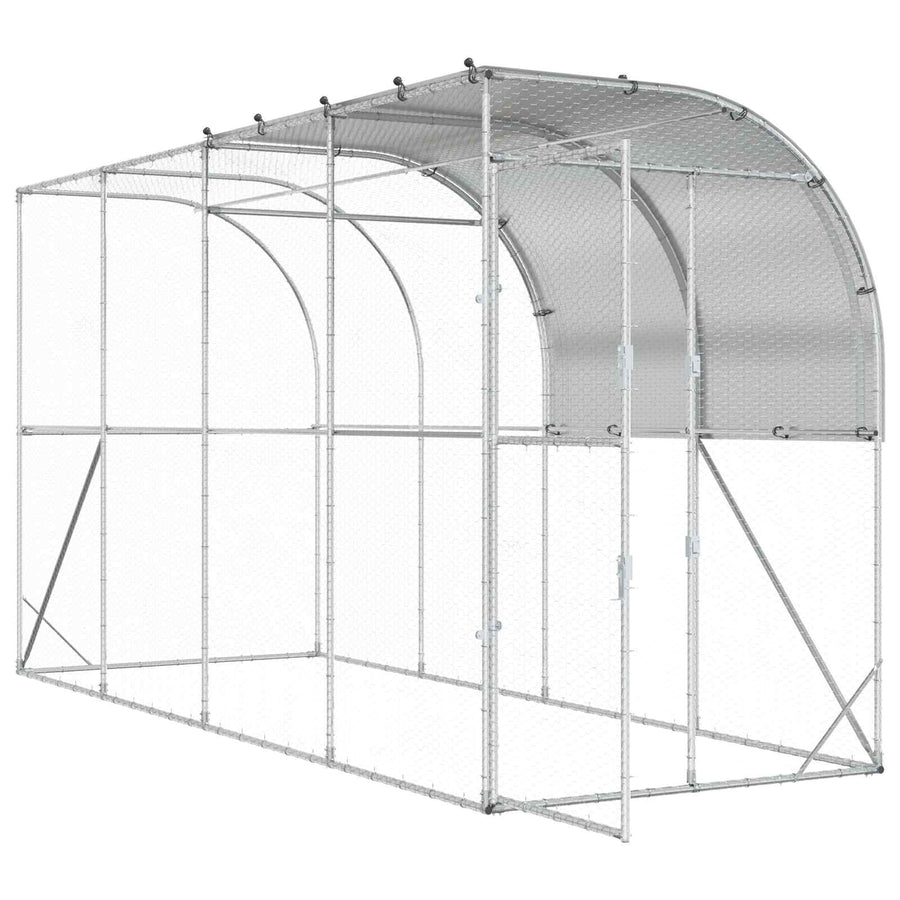 Kippenhok Tegen de Muur zilver 400 x 150 x 215 cm