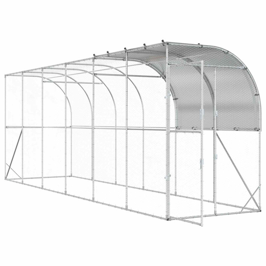 Kippenhok Tegen de Muur zilver 600 x 150 x 215 cm