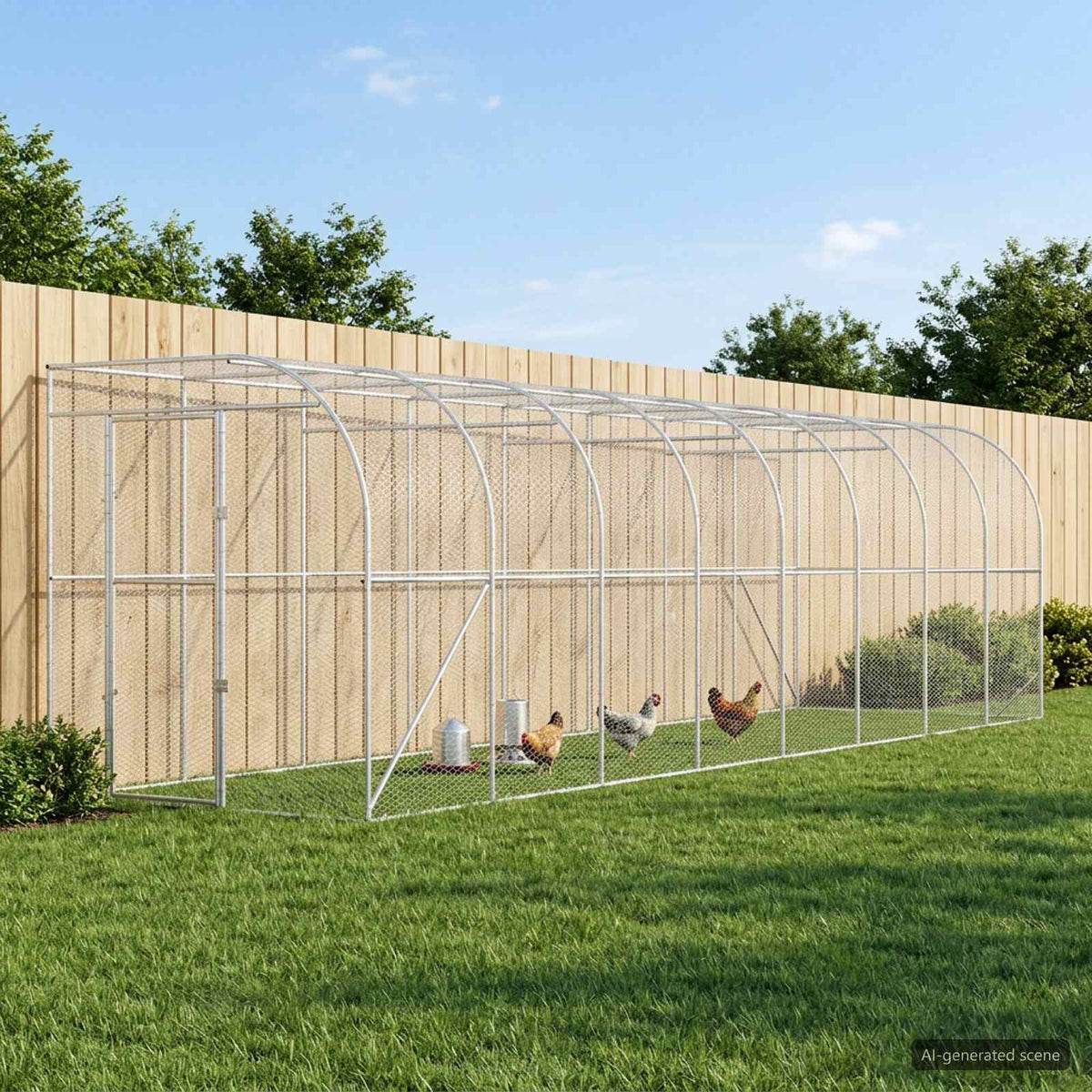 Kippenhok Tegen de Muur zilver 600 x 150 x 215 cm