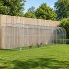 Kippenhok tegen muur 600 x 150 x 215 cm zilver gegalvaniseerd staal