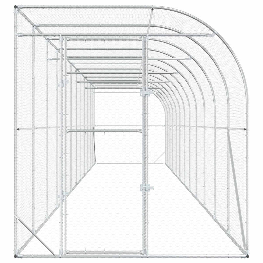 Kippenhok Tegen de Muur zilver 600 x 150 x 215 cm