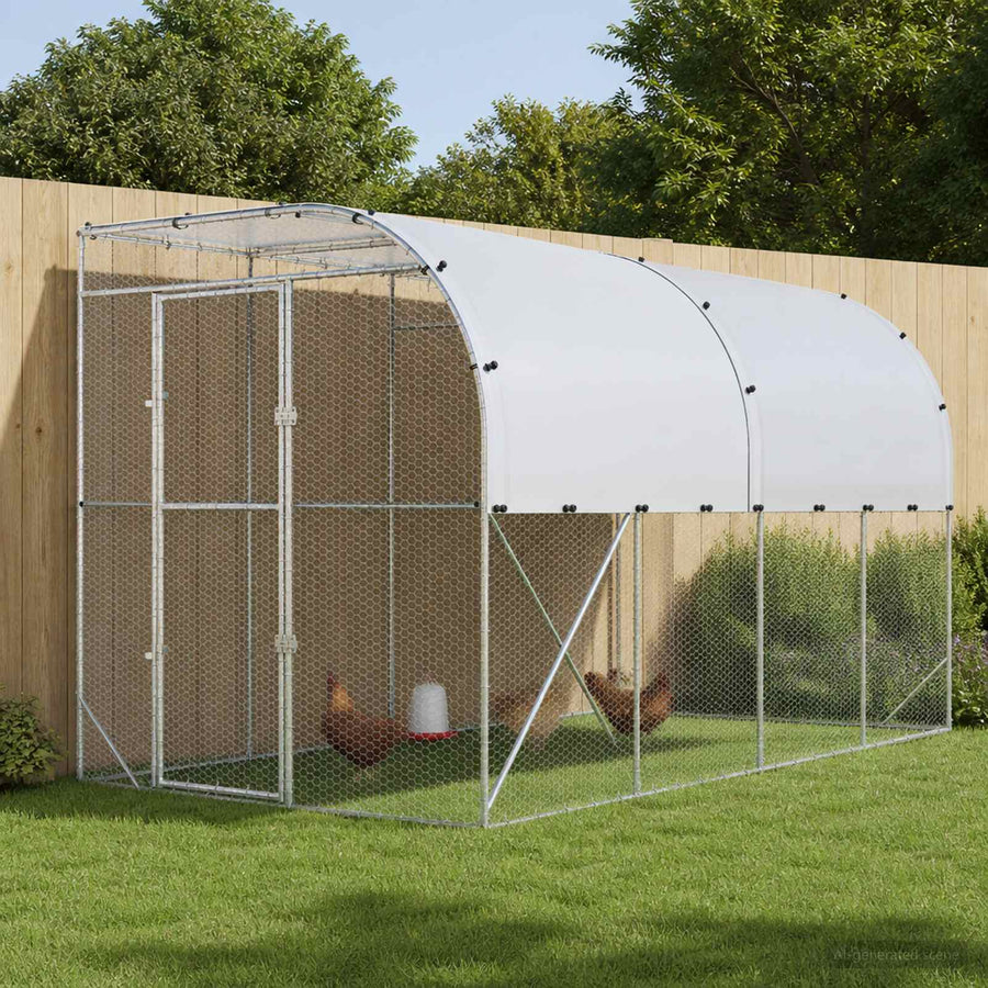 Kippenhok Tegen de Muur zilver 600 x 150 x 215 cm