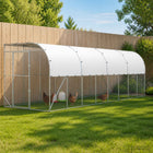 Kippenhok tegen muur 600x150x215 cm zilver