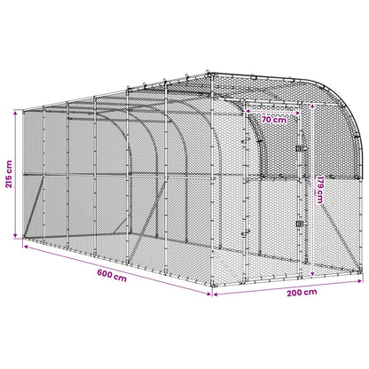 Kippenhok Tegen de Muur zilver 600 x 200 x 215 cm