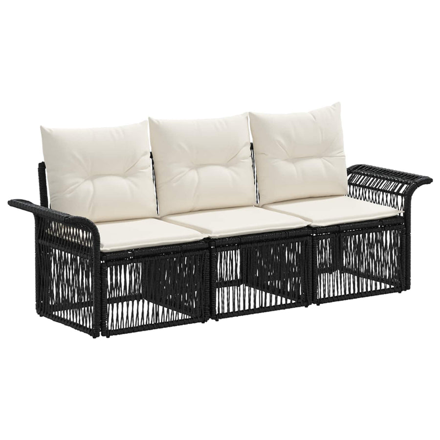 Tuinbankenset 3 pcs Zwart poly rattan