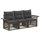 Tuinbankenset poly rattan grijs 3-delig