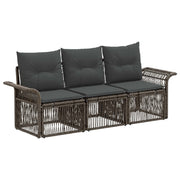 Tuinbankenset poly rattan grijs 3-delig