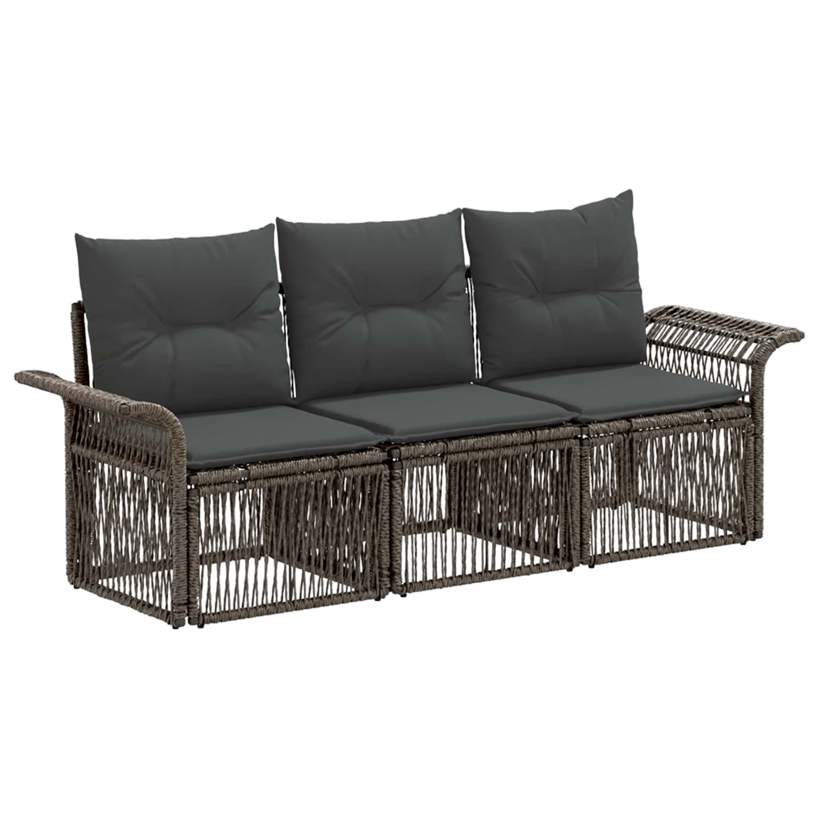 Tuinbankenset 3 pcs Grijs poly rattan