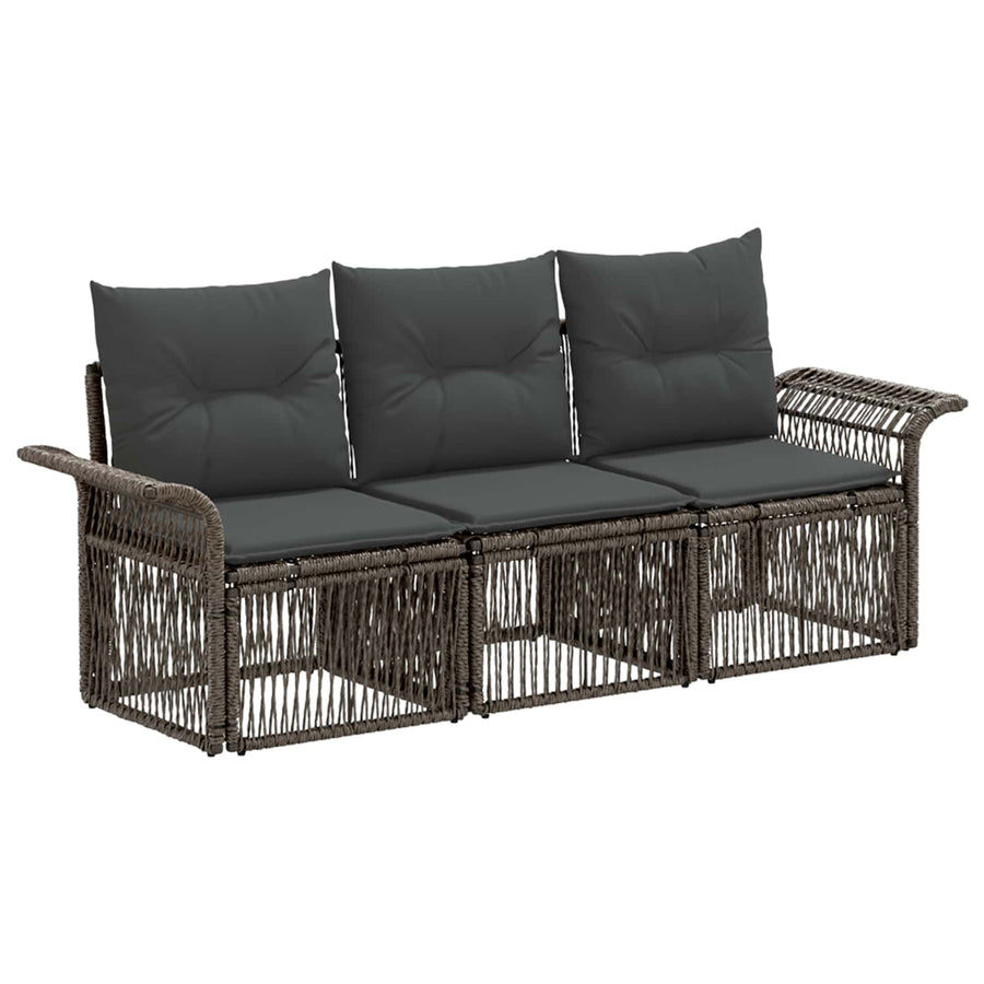 Tuinbankenset 3 pcs Grijs poly rattan