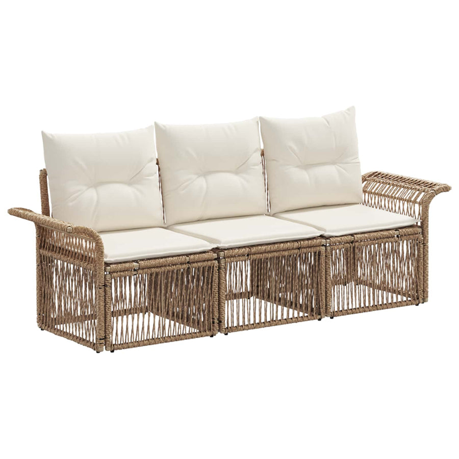 Tuinbankenset 3 pcs Beige poly rattan