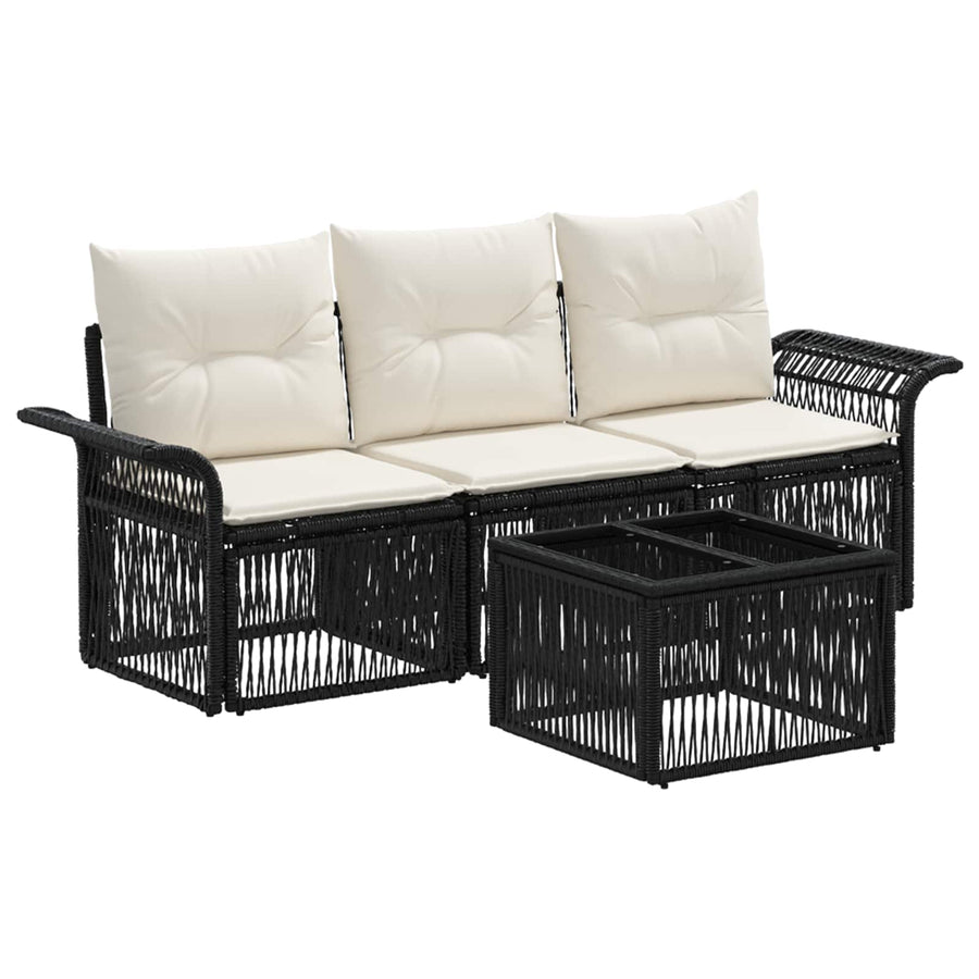 Tuinbankenset 4 pcs Zwart poly rattan