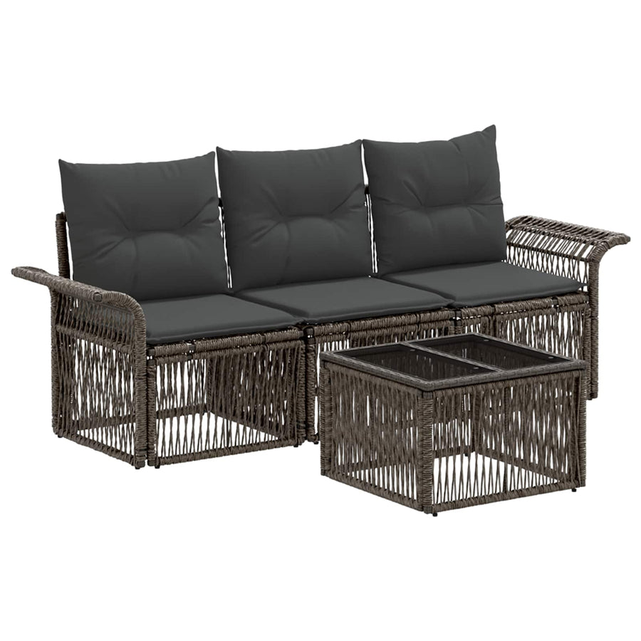 Tuinbankenset 4 pcs Grijs poly rattan