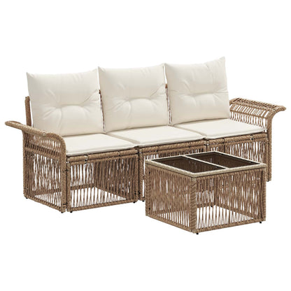 Tuinbankenset 4 pcs Beige poly rattan