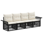 Tuinbankenset poly rattan zwart 4 personen