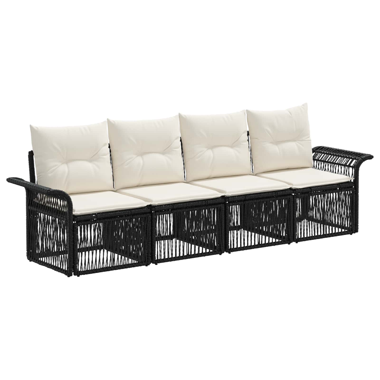 Tuinbankenset 4 pcs Zwart poly rattan