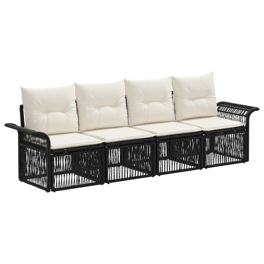 Tuinbankenset 4 pcs Zwart poly rattan